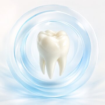 Minimalist dental wall art featuring a realistic white tooth on a blue medical background for modern dentistry decor