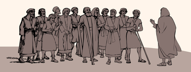 Vector illustration. Jesus chose 12 apostles. © Marina