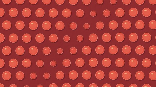 Persimmon orange and burgundy bubble wrap cells responding to a seamless pressure wave