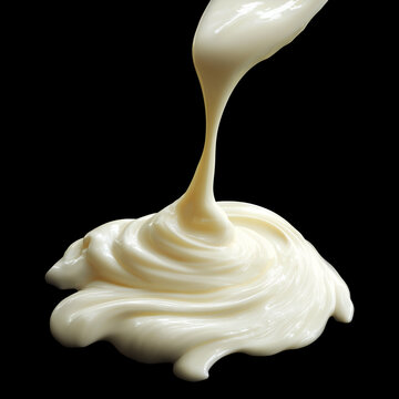 Closeup of smooth sauce creamy abstract texture isolated on dark background with clipping path, concept of richness and indulgence