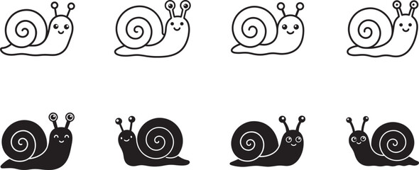 Modern snail icon set in line and solid styles for nature, wildlife, biology, garden and design projects. © Md.Mozammal