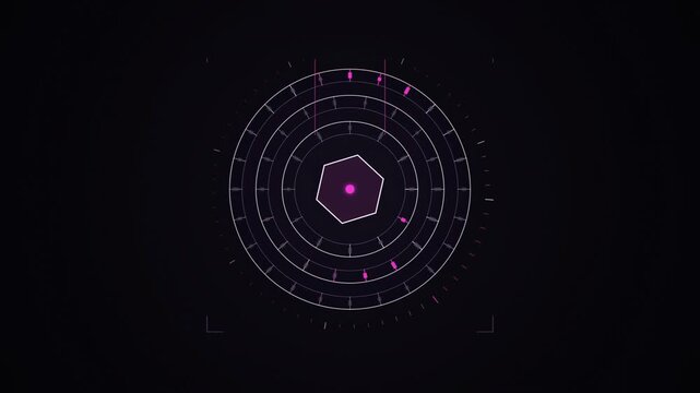 Abstract animated encryption keys rotating on a wheel drawn as cool blue-white lines and shapes on a deep dark background. Seamless looping 4K motion graphics video with free space for text, ideal for