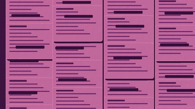 Plum noir and pink redacted documents cascading in a seamless privacy background
