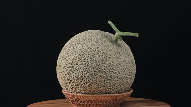 Fresh melon on black background.