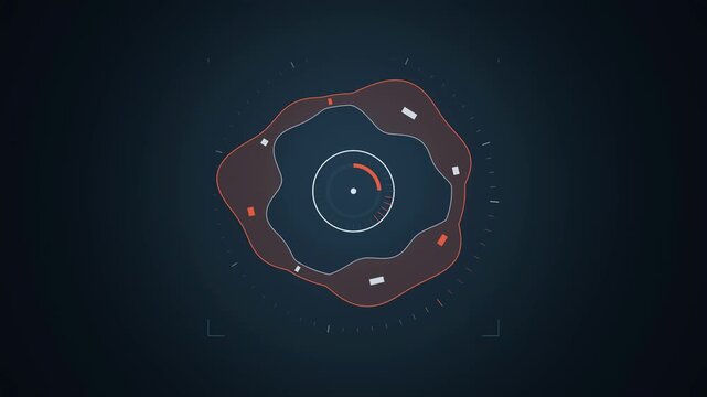 Abstract animated throughput ribbon widening with bandwidth drawn as coral and magenta lines and shapes on a deep dark background. Seamless looping 4K motion graphics video with free space for text, i