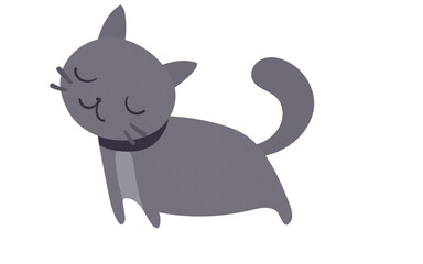 Cute Gray Cat Cartoon Illustration Isolated on White © Parveen