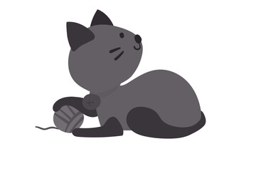 Cute Purple Cat Cartoon Illustration Isolated on White © Parveen
