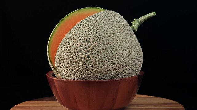 Fresh melon on black background.