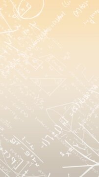 Animation of white colored mathematical equation and diagrams over gradient background