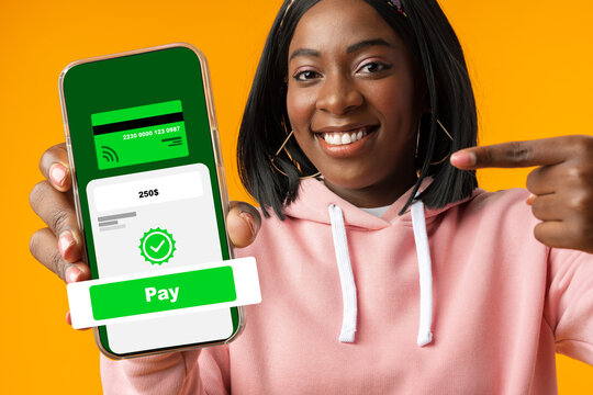 Online payment made easy with a mobile device showing a payment screen