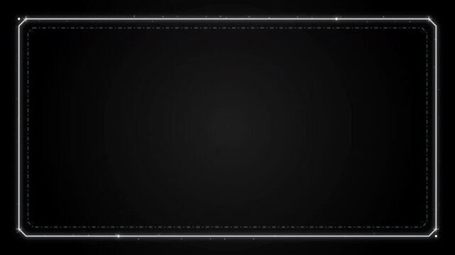 Neon frame white animation, white glowing laser border, rectangular light frame lines, minimal futuristic outline, seamless loop modern light effect on transparent background