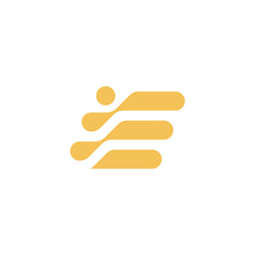 Abstract Minimalist Yellow Logo Symbol Featuring Geometric Rounded Shapes and Flowing Horizontal Lines for Creative Modern Branding