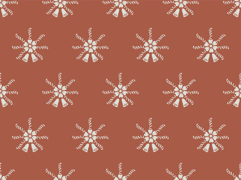 Simple Christmas bell floral snowflake seamless pattern.