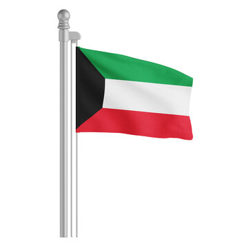 Kuwait Flag On Flagpole