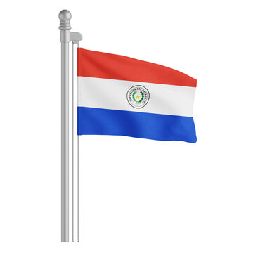 Paraguay Flag On Flagpole
