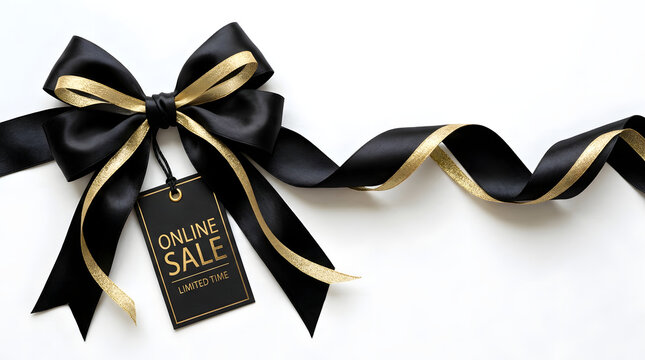 Elegant black friday and cyber monday sale shopping discount event with a luxury black shopping bag for a special offer promotion