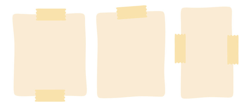 three sticky notes with adhesive tape pieces vector 