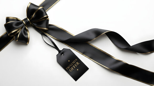 Elegant black friday cyber monday sale shopping discount black shopping bag luxury retail promotion special offer concept with silk ribbon bow