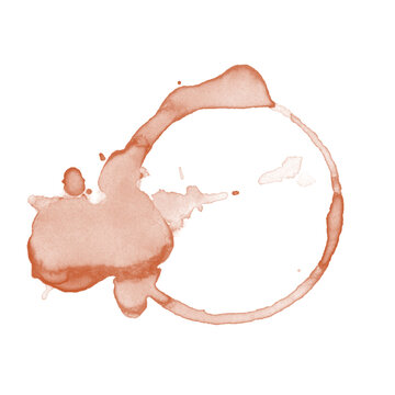 A circular coffee stain isolated on transparent background
