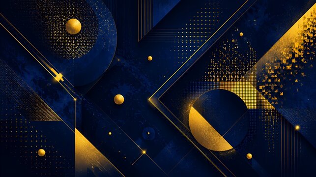 Abstract geometric pattern in blue and gold