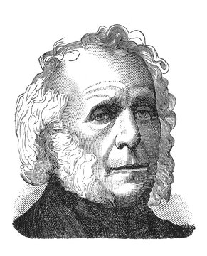 David Brewster (1781 &ndash; 1868), Scottish physicist and inventor, engraved portrait, old vintage illustration, 1894.