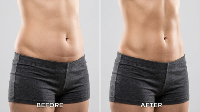 Before and After Body Transformation: Woman's Midsection Fat Loss Comparison