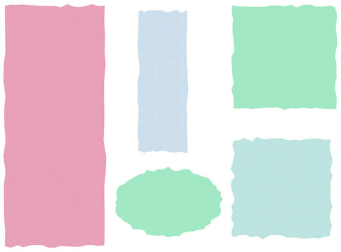 Torn Paper Shapes Set &ndash; Pastel Graph Paper Cutouts, Rectangle, Oval and Ripped Edge Elements