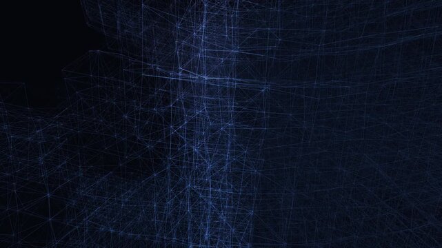 Neural network nodes organize into glowing volumetric data clusters