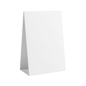 Blank white paper table tent sign for display isolated on transparent background