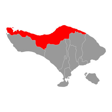 Buleleng of Bali regency map symbol shape, travel web flat concept icon symbol vector .