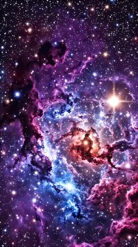 Vibrant Nebula and Starfield in Deep Space - A breathtaking view of a vibrant nebula in deep space, filled with a multitude of twinkling stars.