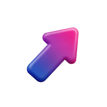 3D Gradient Arrow Icon Pointing Upwards Isolated on White Background