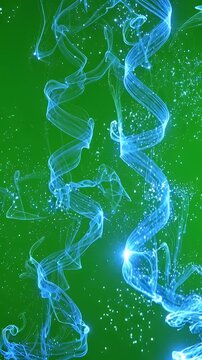 Abstract Blue Light Trails Swirling on Green Background - Mesmerizing blue light trails twist and swirl in an abstract motion against a vibrant green screen background.