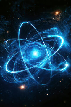 Abstract Quantum Atom Energy Field Background &ndash; AI Generative