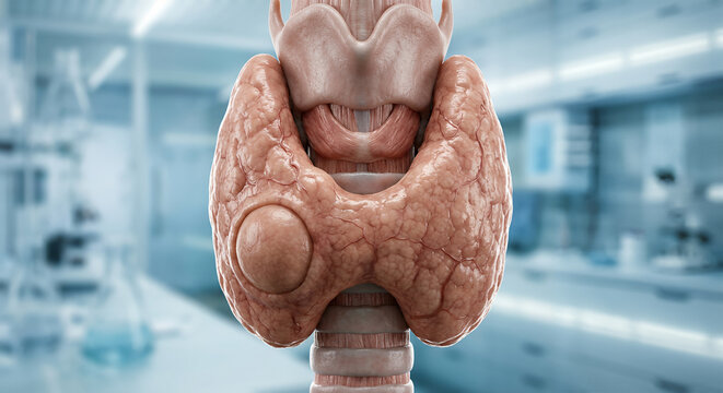 Thyroid Nodule in Human Thyroid Gland &ndash; Medical 3D Visualization