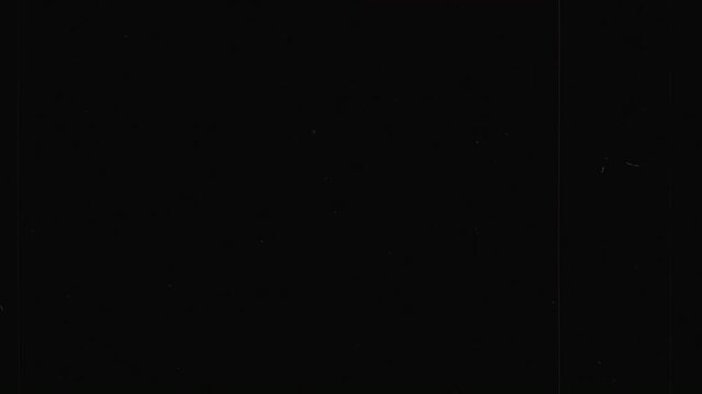 Old damaged film surface with dust, dirt, scratches and grain. Vintage film look with white vertical interference, static noise and retro TV signal. Background overlay for video editing.