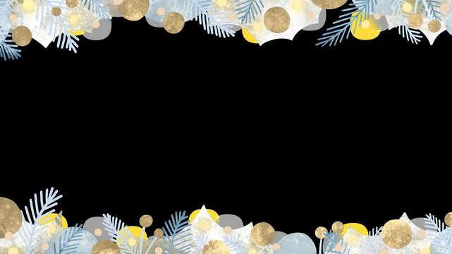 ホワイトクリスマス アイスブルー 手描きのホリデーフレーム動画 キラキラ輝くイルミネーション