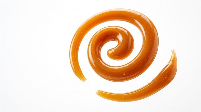 Sweet liquid caramel sauce swirl isolated