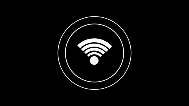 WiFi Wireless Internet Connection Circular Icon Background Black