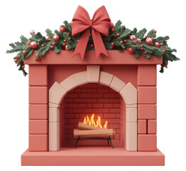 Naklejka premium PNG Decorated Christmas fireplace christmas christmas fireplace decorations.