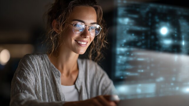 Smile women using laptop in  work at home