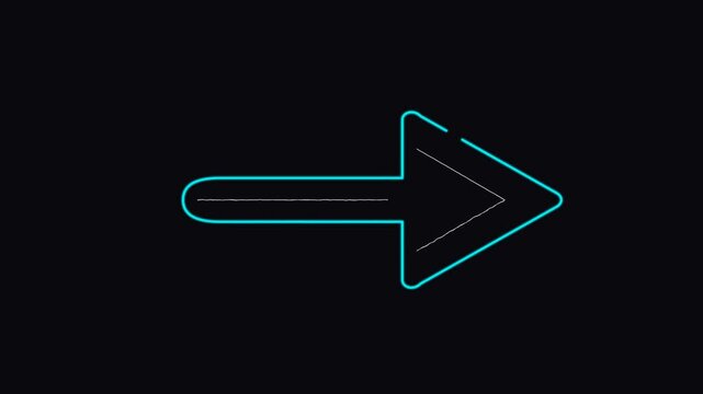 Right arrow animated hand drawn scribble pointing next forward direction on 4k green screen background