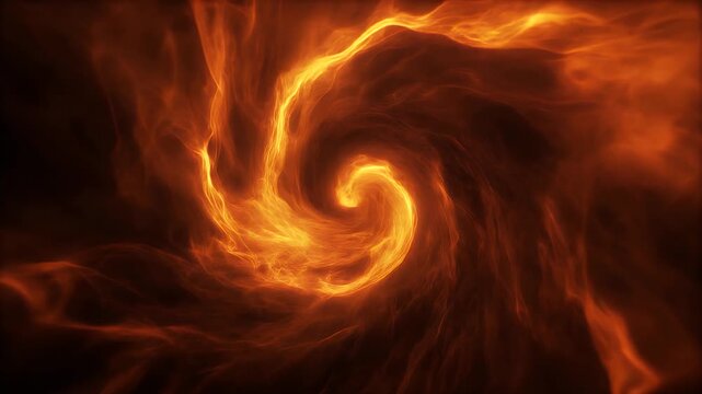 A swirling vortex of intense orange and yellow fire creates a dramatic and dynamic abstract background.