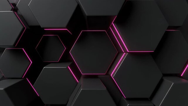 Dark hexagonal pattern with vibrant pink glowing edges.