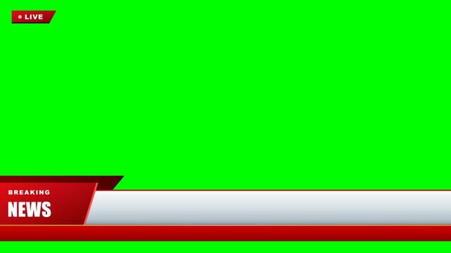 Breaking News Lower Third Overlay with Live Badge on Chroma Key Green Screen for Broadcast Television