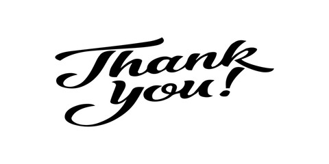 Calligraphic thank you text, elegant black script lettering on white background, decorative gratitude message for cards and social media © Nilufa