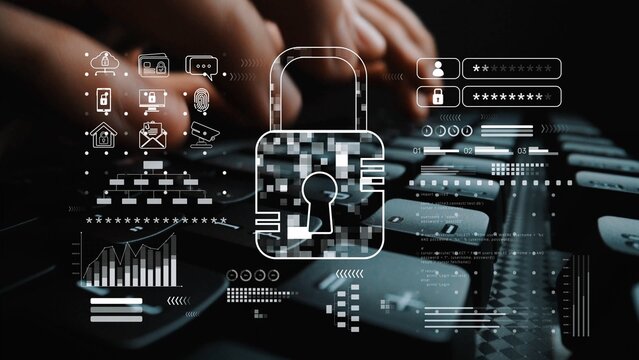 Cyber security system protecting digital infrastructure. Cyber security ensures data safety, prevents breaches, cyber security strengthens defense, and supports secure operations. Marrow
