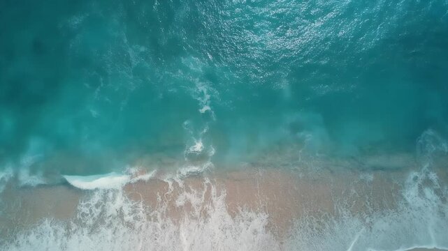 Aerial view of waves crashing on a sandy beach, presented in a triptych.