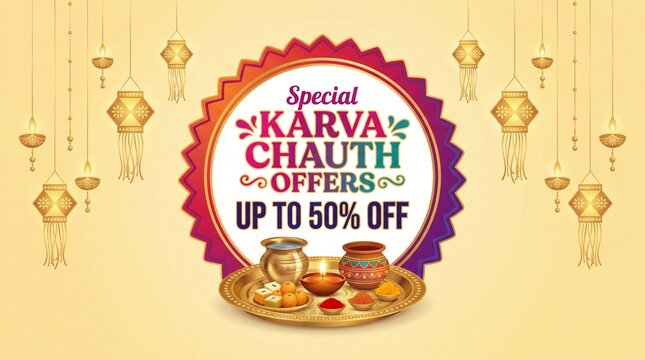 Indian festival karva Chauth or karwa Chauth sale offers and shopping concept.