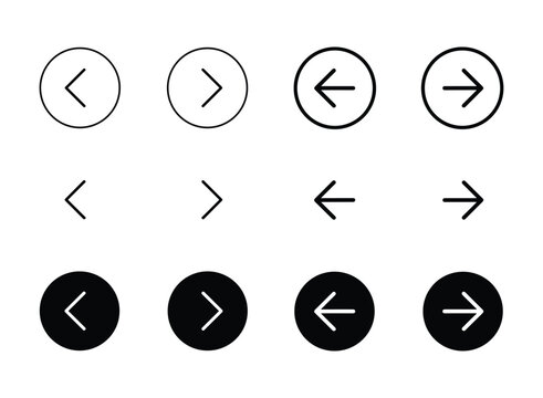 Arrow icon set with round chevron and back button for app navigation